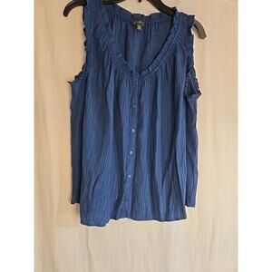 Wonderly Sleeveless Button-up Summer Blouse XL Casual Blue